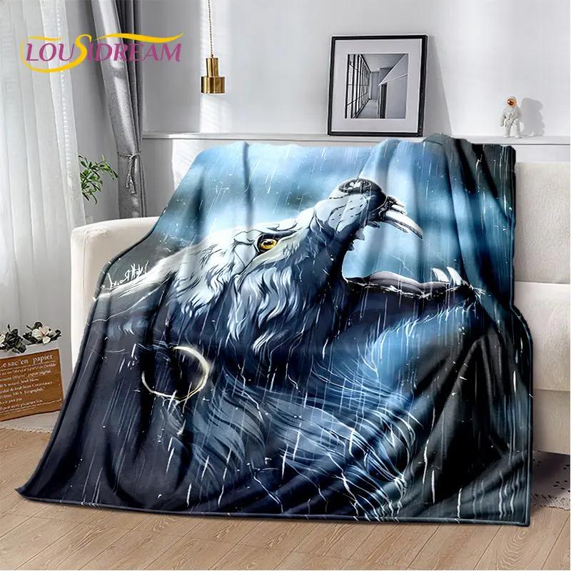 3D-Cartoon-Tiger, Wolf, Löwe, Leopard, Tier, Plüschdecke, Flanelldecke, Überwurf, Decke für Wohnzimmer, Schlafzimmer, Bett, Sofa, Picknick