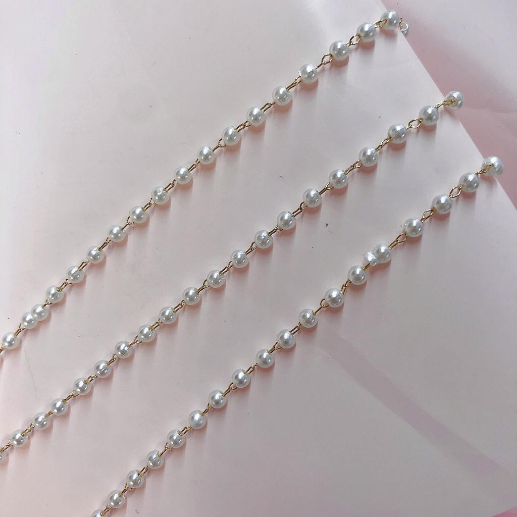 1meter 3-8mm Black Imitation Pearl Beaded Chain DIY Copper Necklace Chains Accessories for Jewelry Making Components Handmade