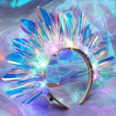 1-10PCS Light Up Laser Headband  Glowing Hair Hoop for Halloween Christmas Party, Stage Performance Light Show Accessories