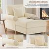 Sillón reclinable tapizado, Sillón cama plegable, Sillón de lectura grande XXL, Sillón de terciopelo, Puf para sala de estar y dormitorio, Beige
