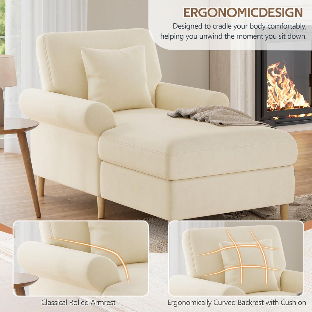 Sillón reclinable tapizado, Sillón cama plegable, Sillón de lectura grande XXL, Sillón de terciopelo, Puf para sala de estar y dormitorio, Beige
