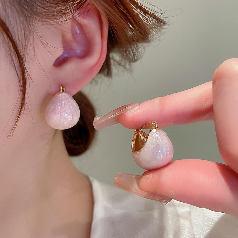 Silver Needle Pink Flower Stud Earrings - Mori Style, Cute, and Versatile Niche Fashion Design for Women