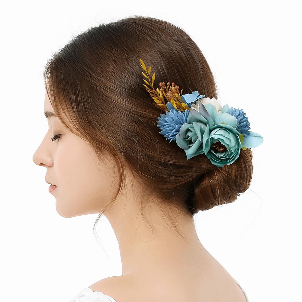 Multicolor Flower Hair Combs Cloth Thai Toothed Insert Comb Fashion Bridal Hairpin  Wedding