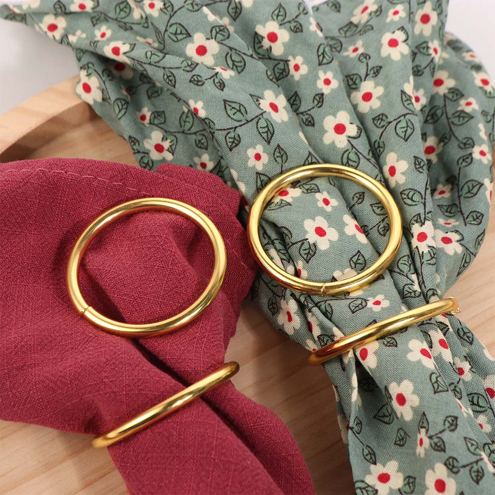 10Pcs Gold Metal Napkin Ring Minimalist Style Napkin Buckle Glossy Serviette Buckles  Thanksgiving