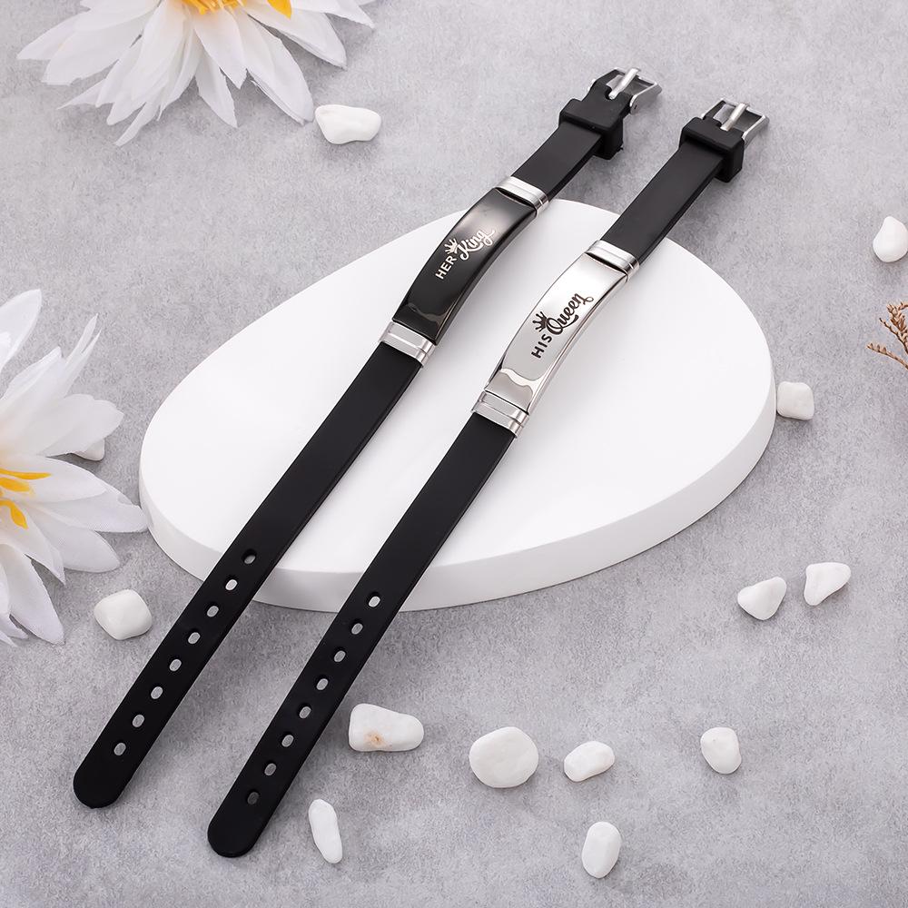 European & American Adjustable Silicone Crown Couple Bracelets - QUEEN & KING Design