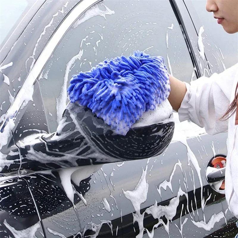 1/2pcs Microfiber Chenille Glove Car Wash Sponge Care Washing Brush Cleaning Tools Auto Washing Towel Glove Styling Accessories