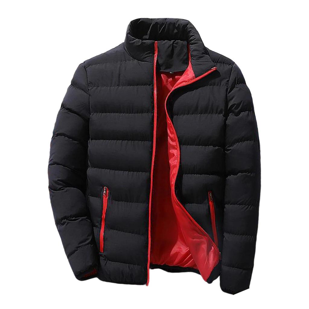 Men's Stand Up Collar Winter Zipper Thick Cotton Coat Solid Color Street Fashion Style Business Casual Zipper Jacket 2026