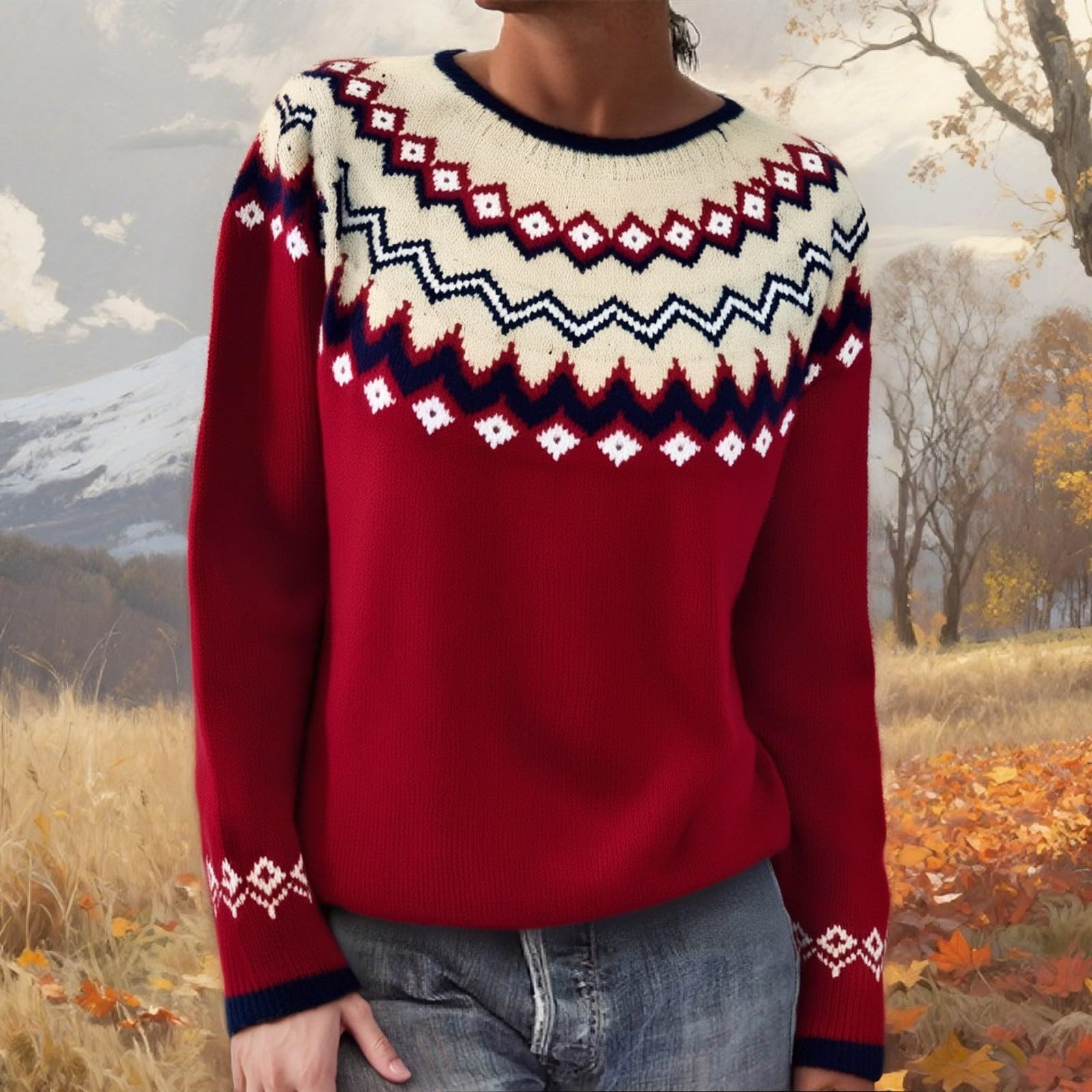 

Женский модный свитер, круглый вырез, свободный пуловер, трикотажный свитер с длинными рукавами XL винный