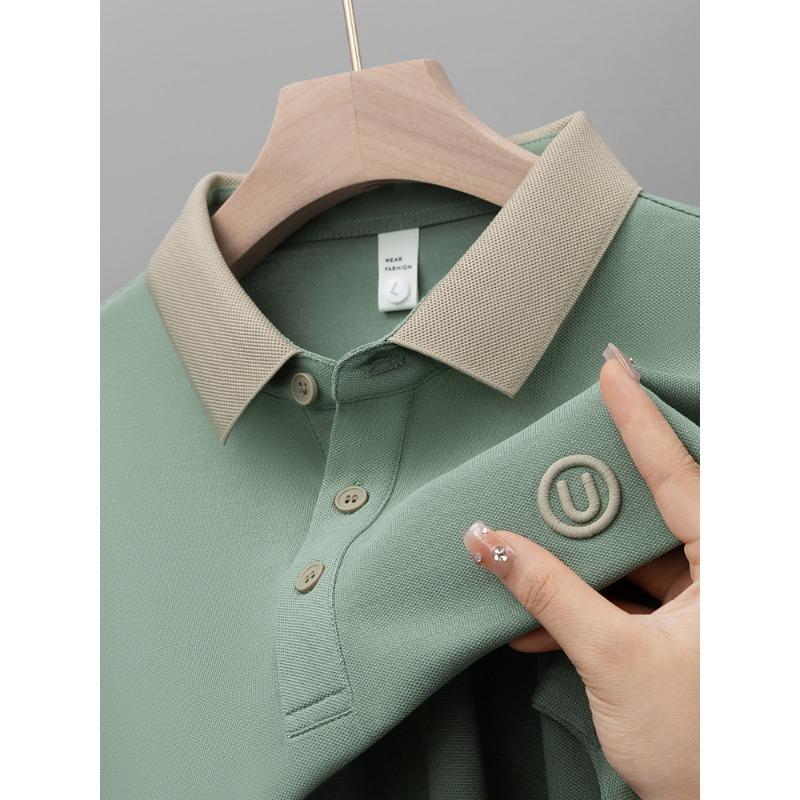 Мужская футболка-поло шалфейного зеленого цвета с контрастным воротником, короткий рукав, повседневный топ M зелёный