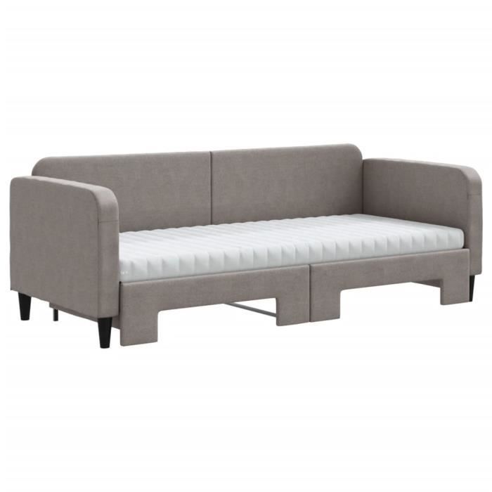 VidaXL Lit de jour avec gigogne et matelas taupe 80x200 cm tissu 3196832