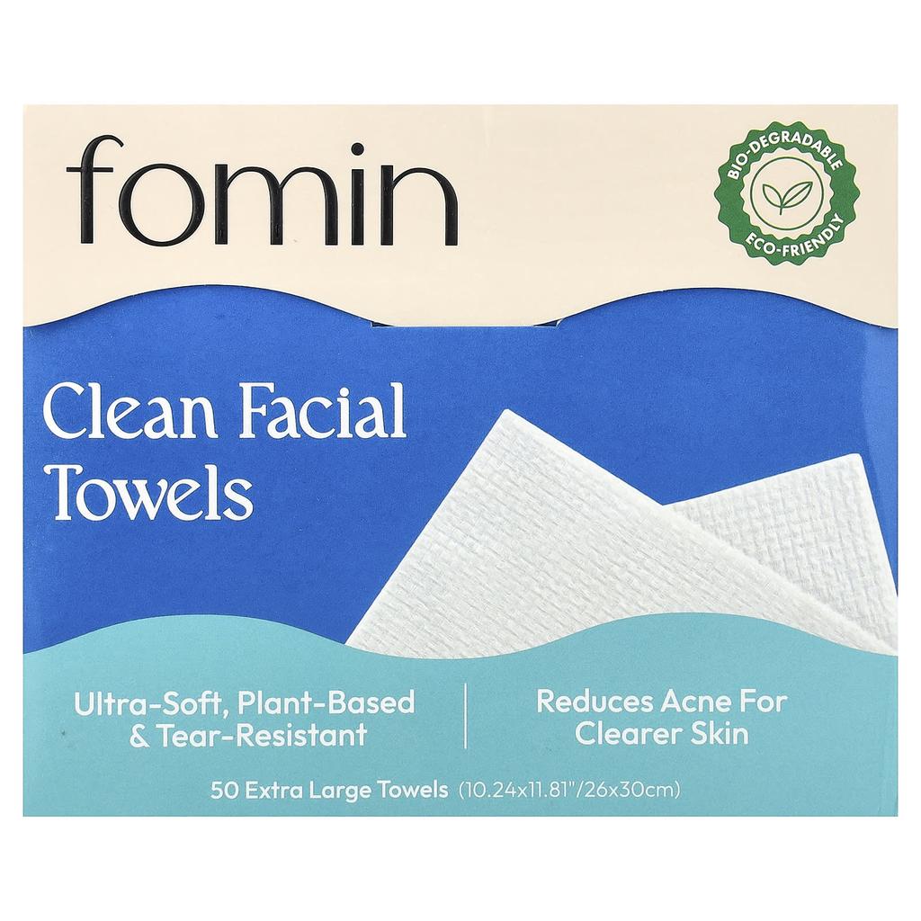 fomin, Clean Facial Towels, Extra Large, 50 Towels