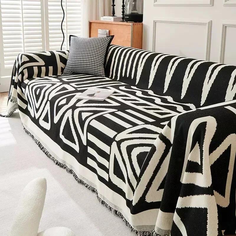 Bohemia Sofa Blanket Thicken Chenille Sofa Mat for Living Room Anti-scratch Geometric Printed Couch Protection Cover Home Decor