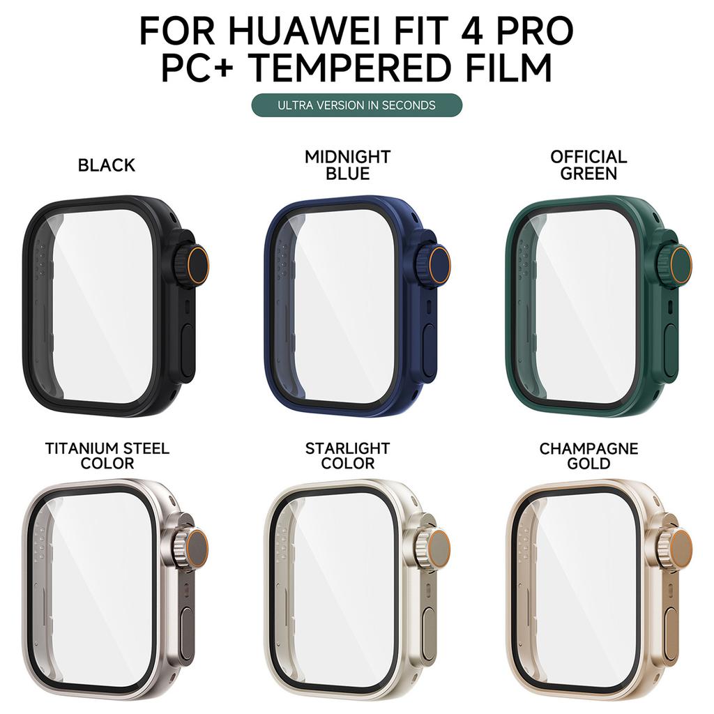 Change To Ultra Case for Huawei Watch Fit 4 Tempered Glass Case + Screen Protector for Huawei Watch Fit 4Pro Upgrade to Ultra 2