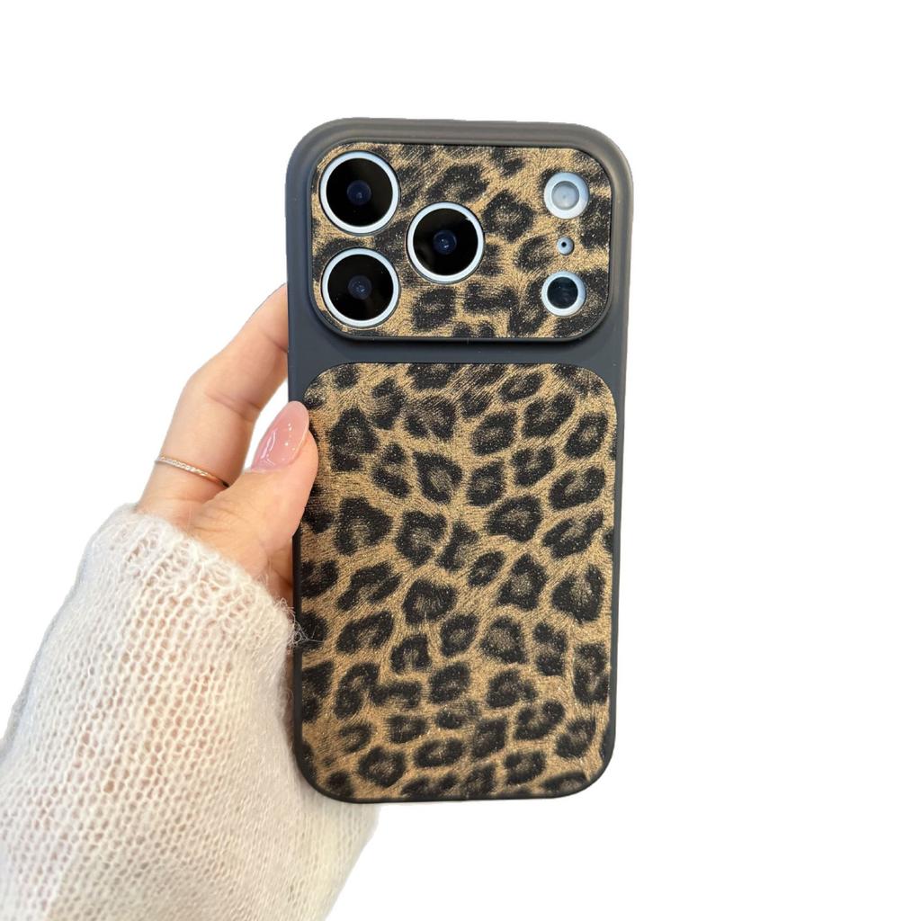 Fashion Cold Wind Leopard Print Is Suitable for Apple 17Promax Mobile Phone Case iPhone16 Fine Hole 15 All-inclusive 14 Glitter