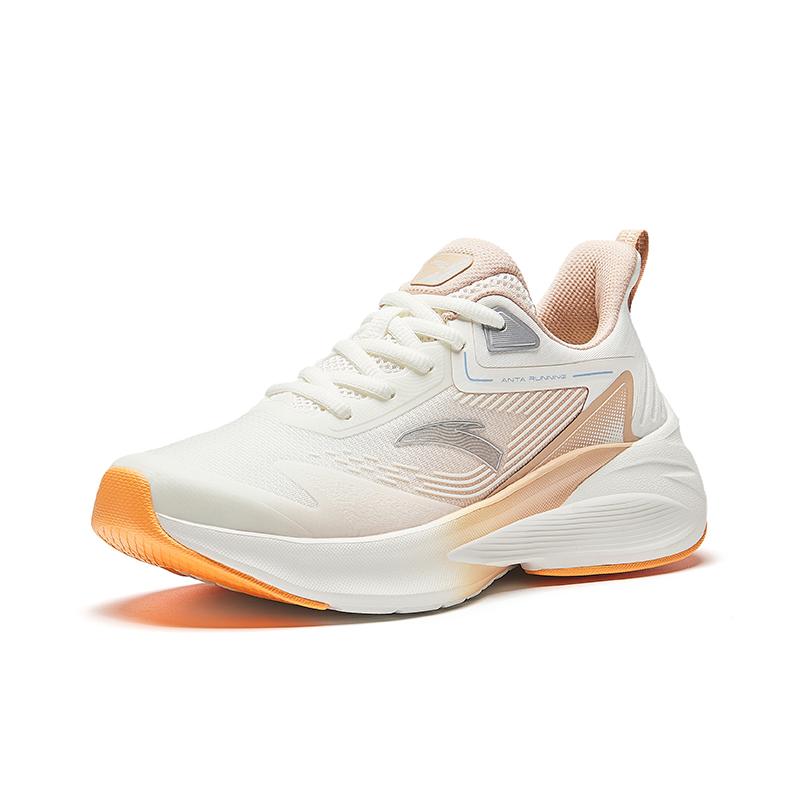 Anta Comfortable Versatile Non-Slip Wear-Resistant Shock Absorbing Low-Top Casual Running Shoes Women Sneaker White Orange 922435502-3
