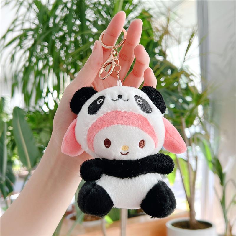 Cute Panda Plush Keychain Doll Cartoon Stuffed Animal Pendant Bag Charm Accessory