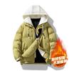 Padded-on men's hooded padded jacket fake two pieces, winter men's fashion trend high-end warm windproof jacket casual