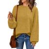 Women's Fashion Round Neck Pullover Sweater Casual Versatile Solid Color Knit Top