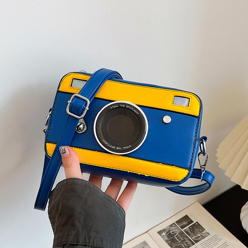 Personalized camera bag 2025 new Korean version fashion color matching trend ins Internet celebrity women messenger box bag pu