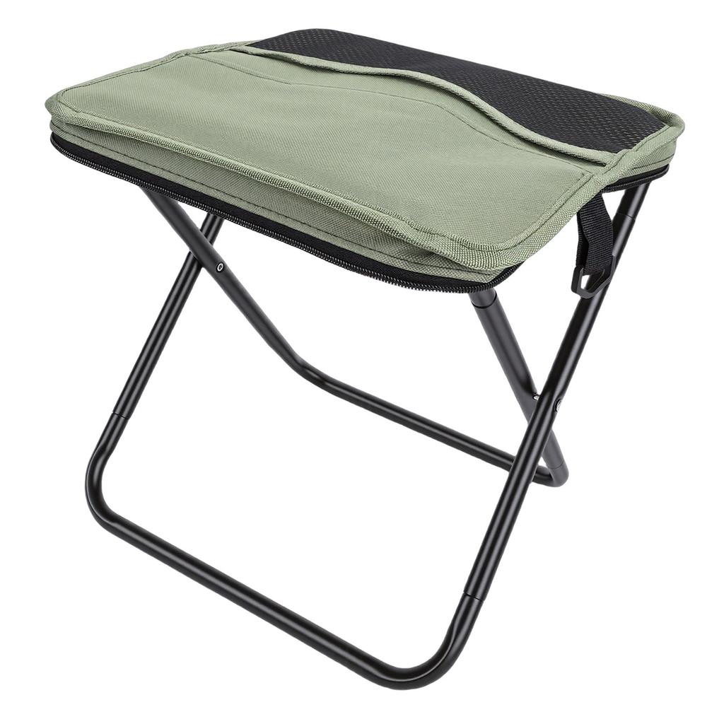 Portable Foldable Stool with Shoulder Strap Outdoor Foldable Stool for Mountaineering and Hiking Green Large Size