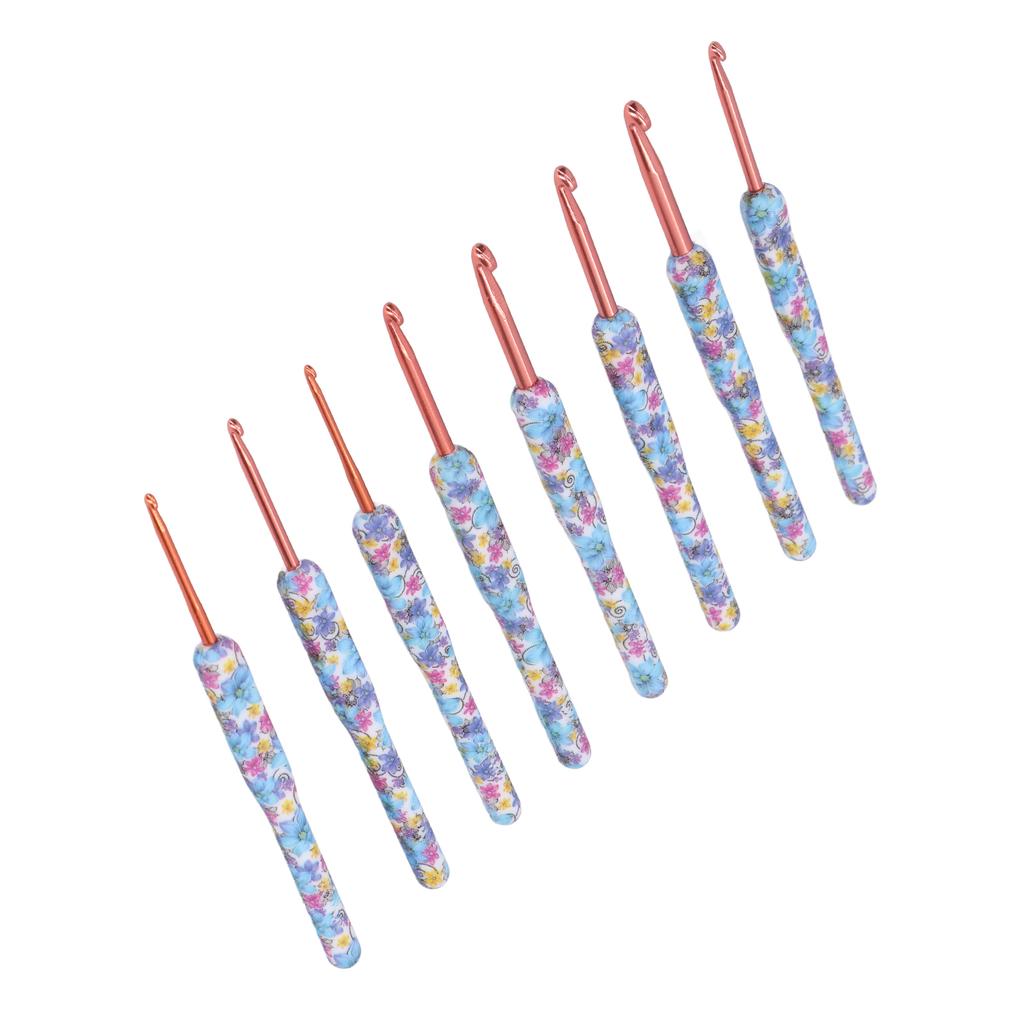 8pcs Crochet Hooks Ergonomic Design Comfortable Handle Easy Identification Compact Portable Knitting Supplies