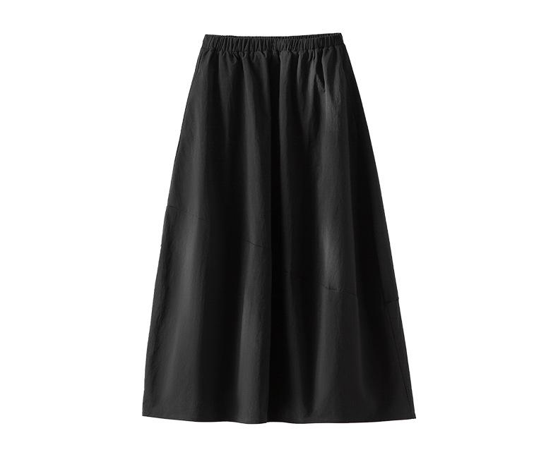 Rong Tai Women's Spring 2026 A-Line Cotton Skirt - Breathable Elastic Waist with Large Hem
