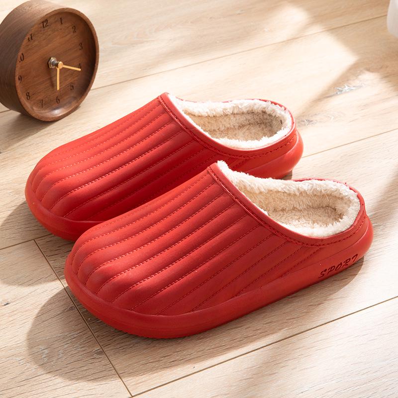 Men & Women's Waterproof Winter Cotton Slippers: Non-Slip, Plush, Velvet-Lined for Indoor & Outdoor Use