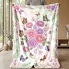 Floral Art with Butterflies Theme blanket Lightweight Warm Flannel Blanket Decorative Throw Blanket for Home Decoration