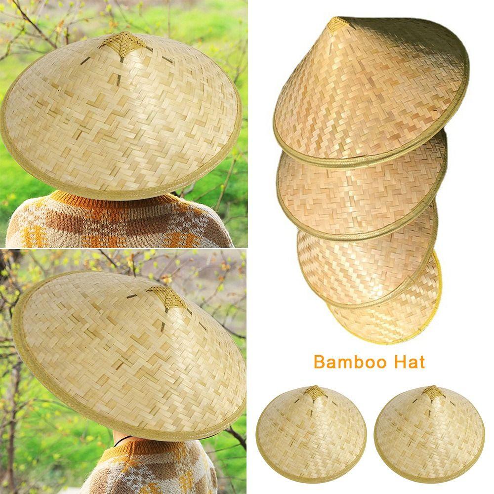 

Шляпа ручной работы из бамбука, соломенная туристическая шляпа, мультяшная шляпа с козырьком от солнца для улицы 42cm