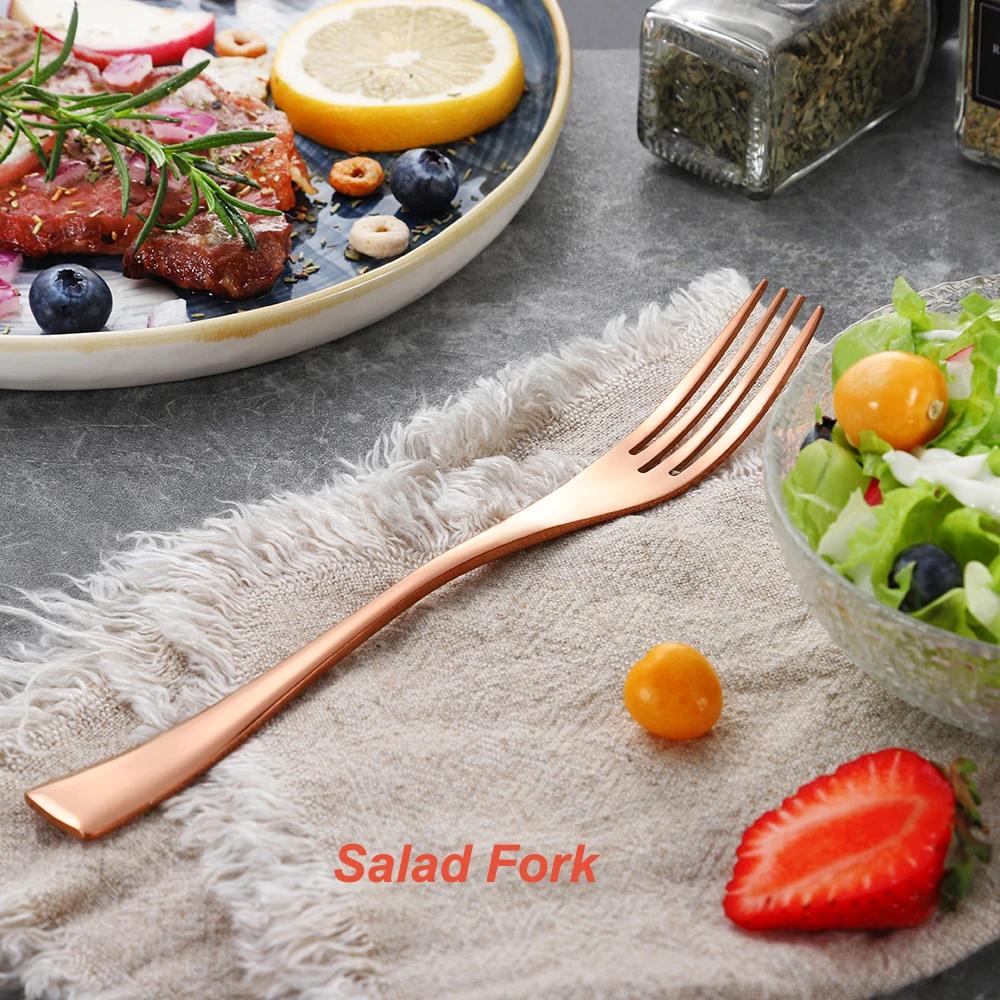 20Pcs/set Stainless Steel Black Rose Gold Cutlery Set Dinnerware Tableware Silverware With Salad Dessert Fork Drop Shipping