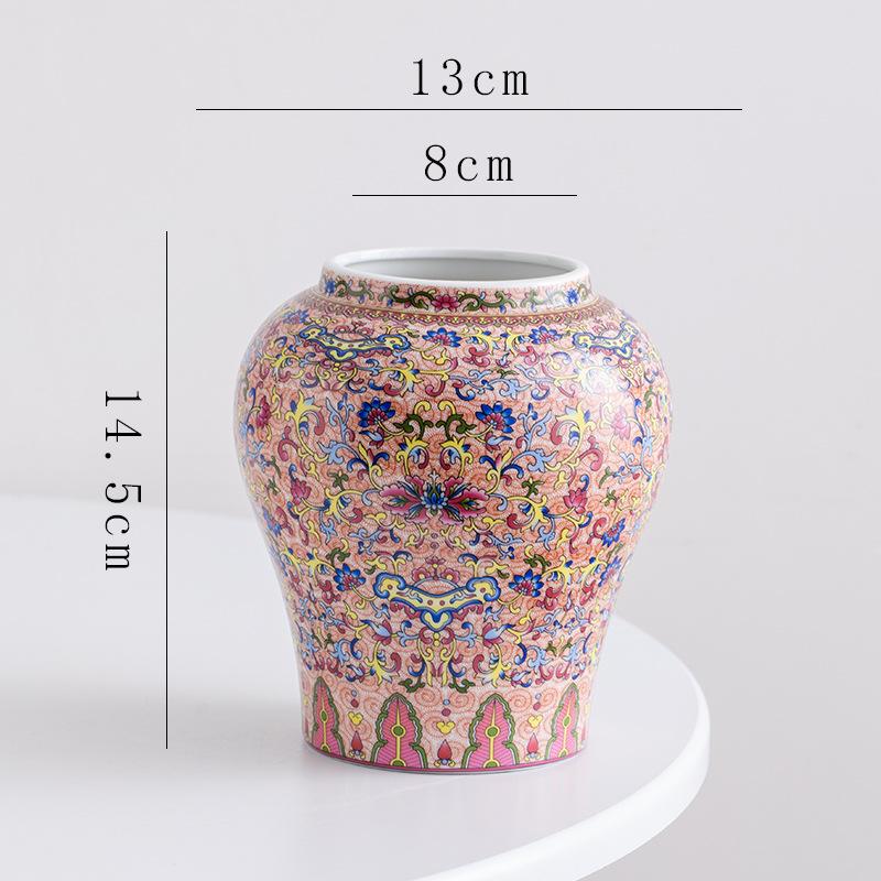 Chinese Retro Blue and White Porcelain Flower Vase Ceramic Handicrafts Flowerpot Desktop Storage Can Home Decoration