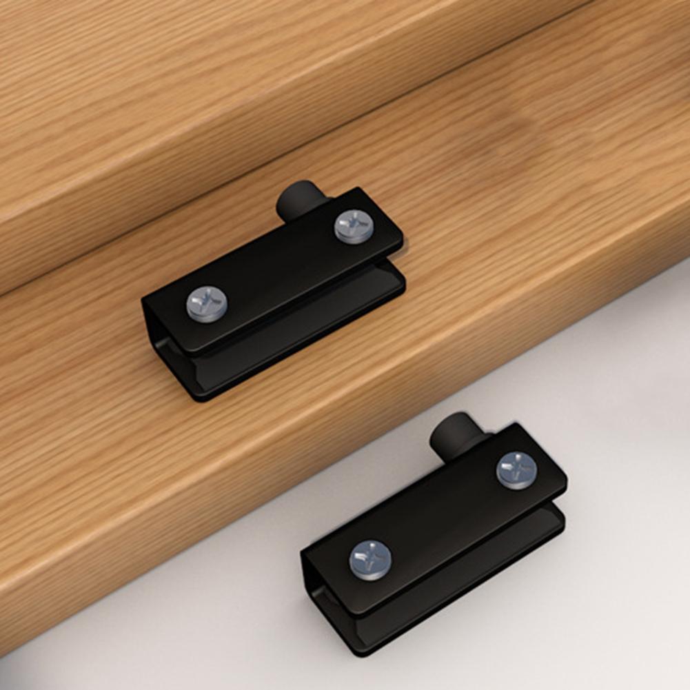 2X Glass Door Hinges Stainless Steel Display Cabinet Glass Cabinet Hinge No Drilling Fits For 5-6mm Glass Sliver Black