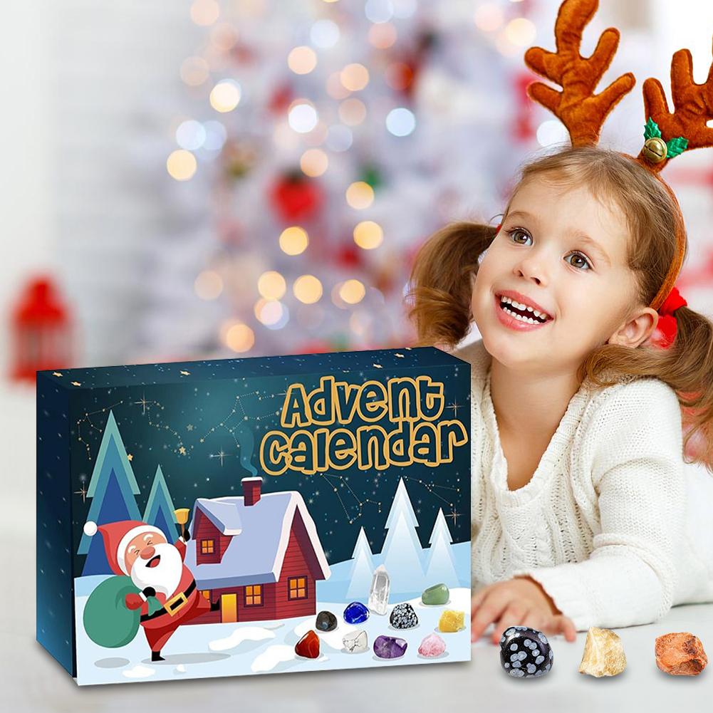 Advent Calendar Countdown Calendar Natural Crystal Gemstones Halloween Countdown Box Gift for Boys Girls Teens Adults