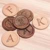 6Pcs/Set Free Customized Engraving Walnut Wood Coasters Placemats Decor Round Heat Japanese Style Drink Coaster Home Decoration
