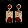Fashion Square Glossy Ruby Earings Drop Classic New In Light Luxury Irregular Emerald Earrings for Women Zircon Gifts