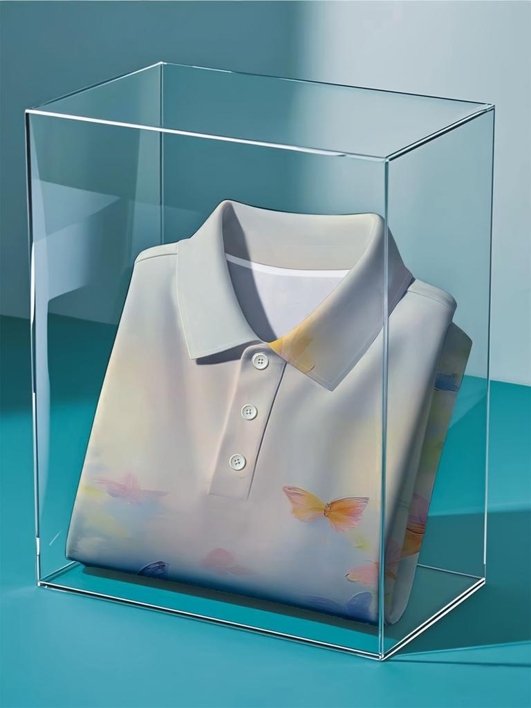 Men'S Short-Sleeve Polo Shirt Featuring a Flat Digital Print Design - a Textured-Free Artwork of Colorful Butterflies in Flight. This Stylish And