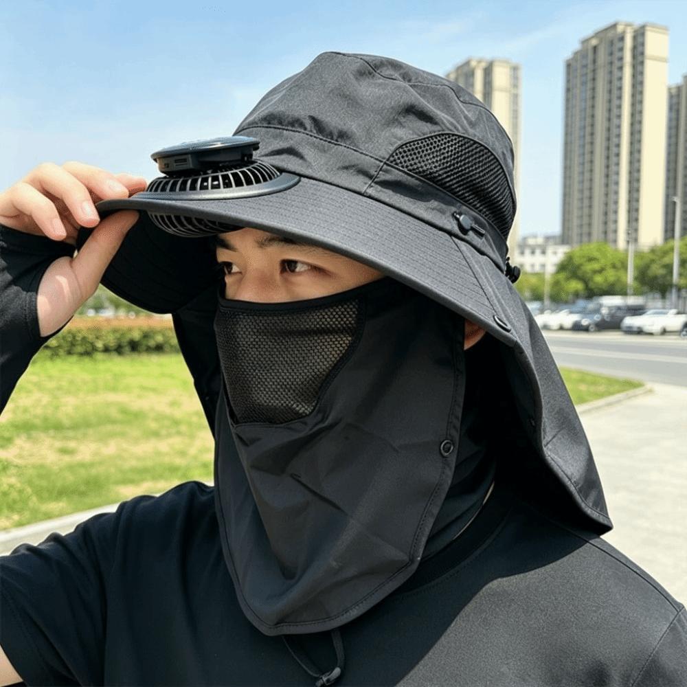 Long-lasting Fishing Sun Shading Cap Portable Wide Brim Fan Hat for 3.7V/300mAh Gardening