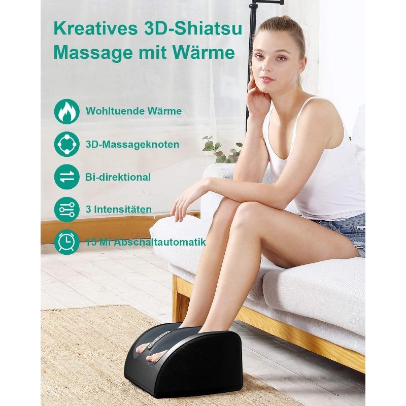 Shiatsu lábmasszírozó fűtéssel, mélyszöveti masszázs, lábizmok lazítása, láb- és vádlimasszírozó masszázsgörgőkkel