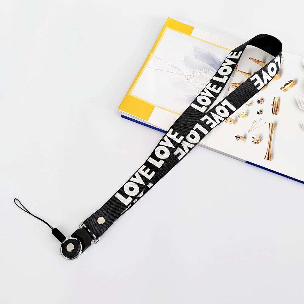 Stylish LOVE Silk Phone Lanyard with Woven Strap and Name Tag