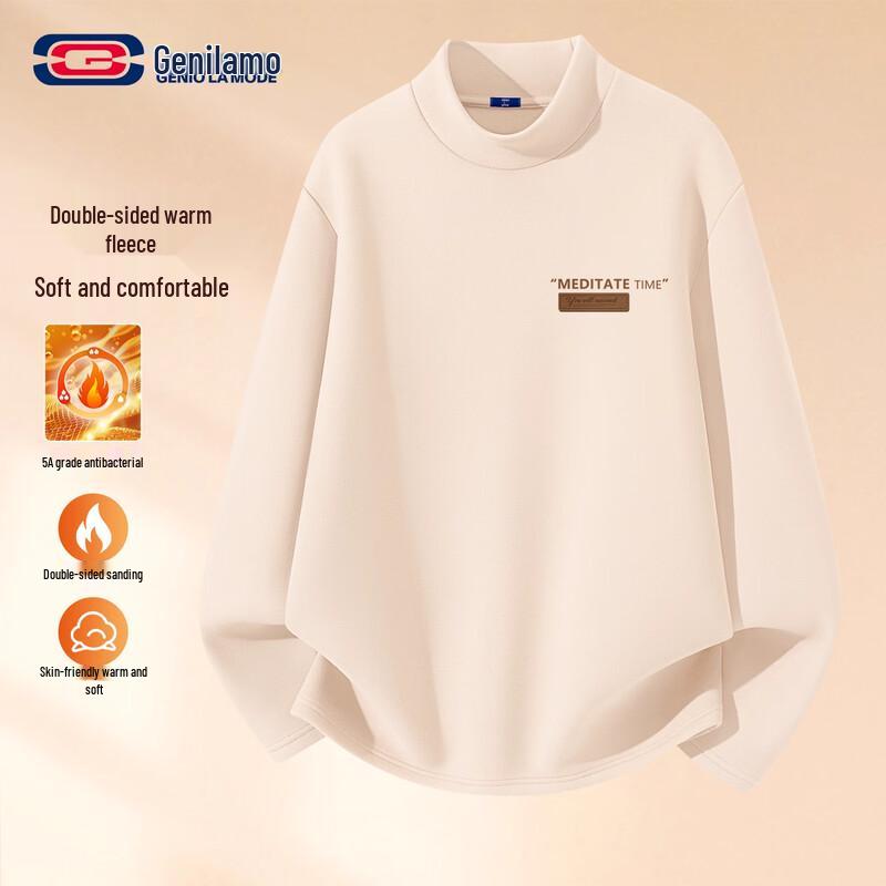 

GENIOLAMODE Men s Long-Sleeve Fleece Base Layer T-Shirt M