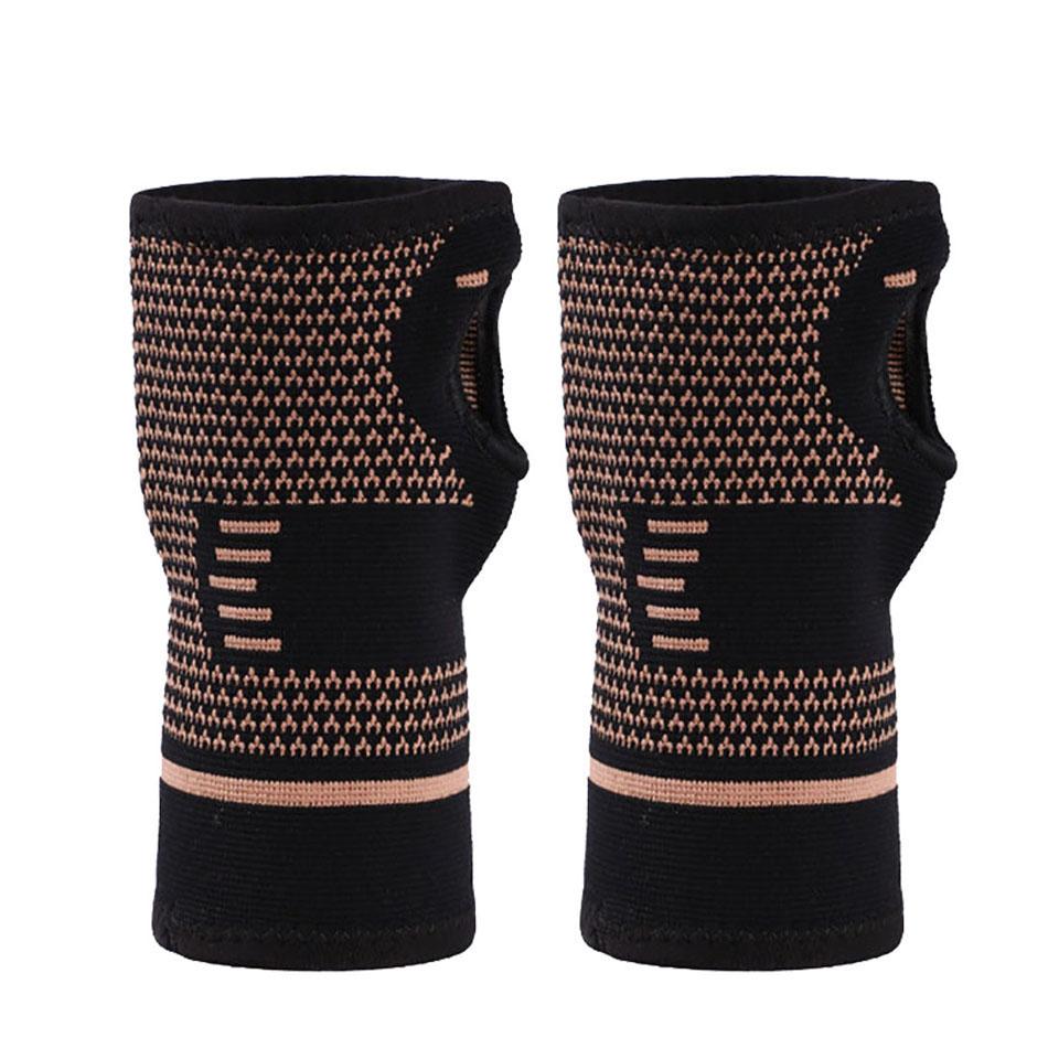 

Gobygo 1Pair Elastic Wrist Support Copper-Containing Nylon Knitted Fabric Copper Ion Wrist Guard Palm Protection Pressure Unisex S