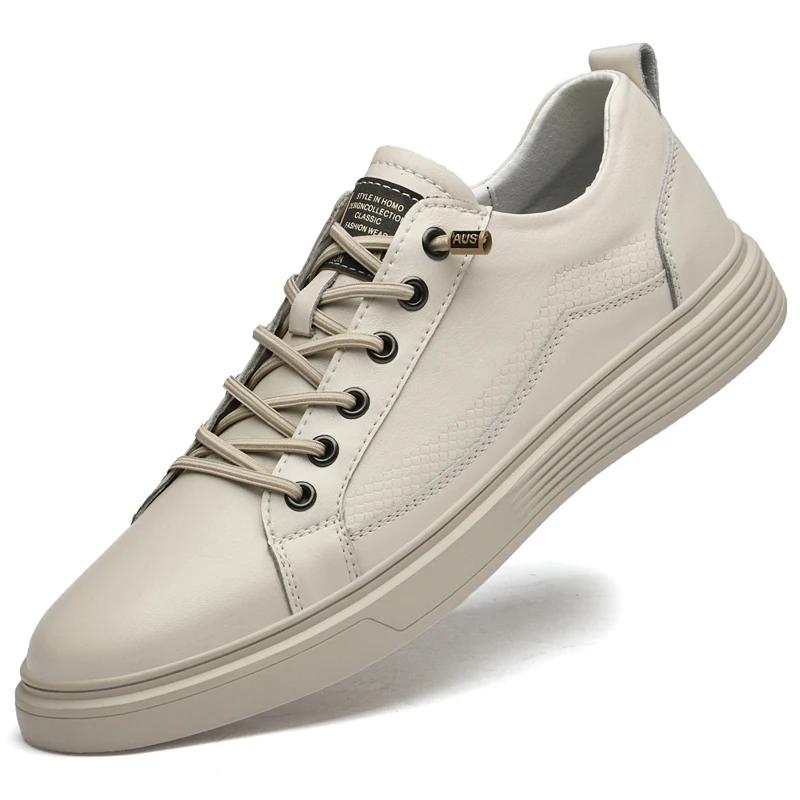 

Fashion Mens Comfy Flat Designer Board Shoes Classic Genuine Leather Flats 2025New Casual Leather Soft Bottom Shoes Fashion Walking Shoe 38 белый