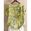 Summer New Style Printed Round Neck Pullover Short Sleeve Casual Fashionable Loose and Versatile Women's Clothing