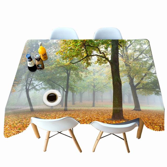 Thicken Cotton Tablecloth Misty Woods Landscape Pattern For Wedding Picnic Party Rectangular Round Table Cover
