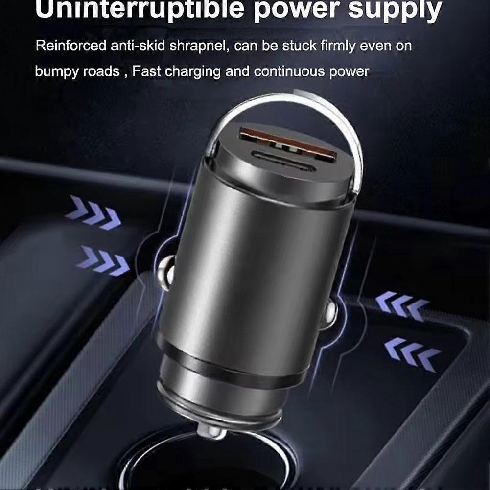 Car Charger 30W PD30W QC30W Aluminum Alloy Fast Charging Cigarette Lighter Adapter