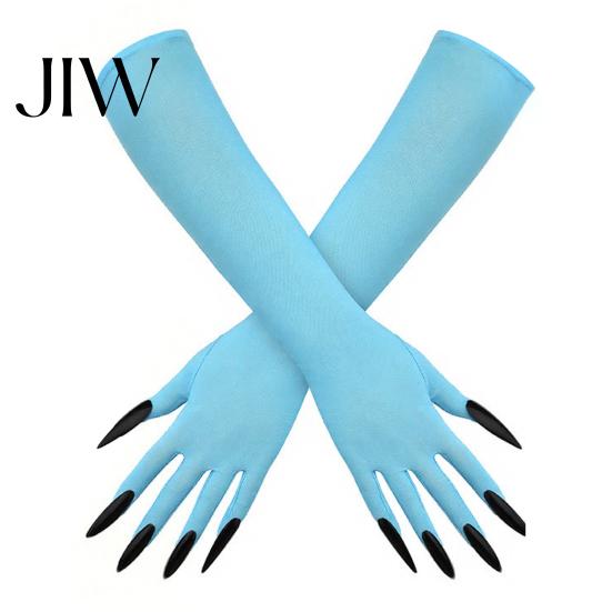 Comfortable Spooky Gloves 1 Pair Halloween Ghost Claw Gloves, Long Fingernail Witch Costume Elastic Polyester Accessory, Dark Party Performance
