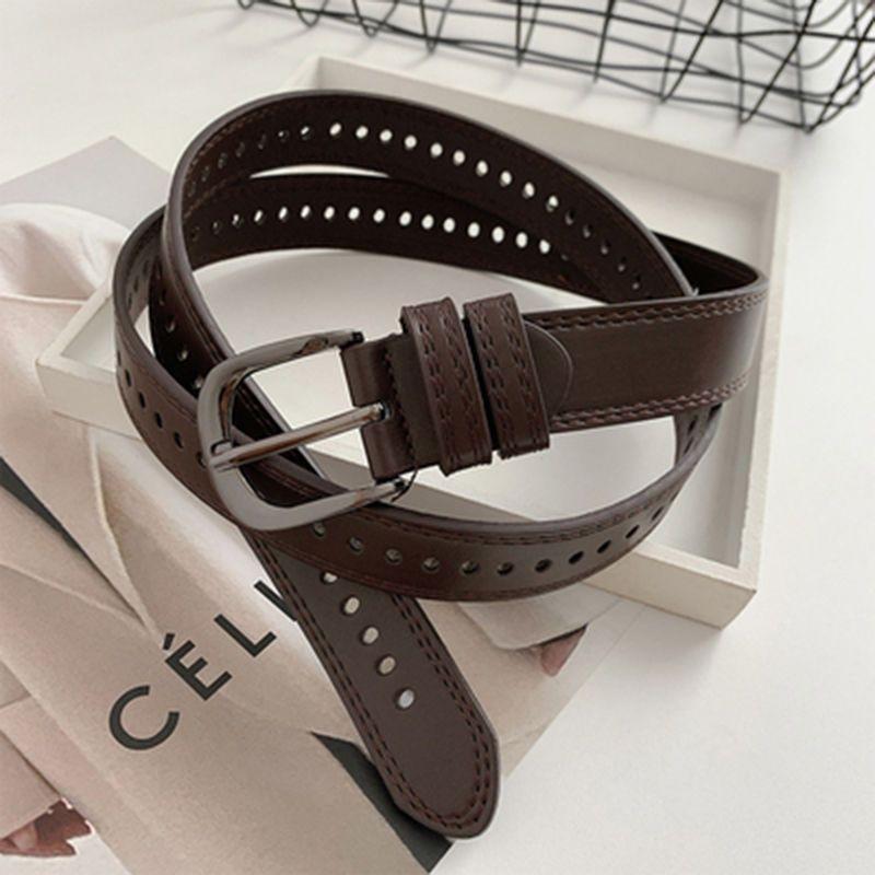 Full Hole Retro Belt Casual Pants with Jeans Belt Universal Women's Belt Men's and Women's Belt