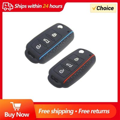 Car Key Case for VW Golf Jetta POLO for Skoda Yeti Superb Rapid Octavia for SEAT Leon Ibiza 3 Button Silicone Key Cover
