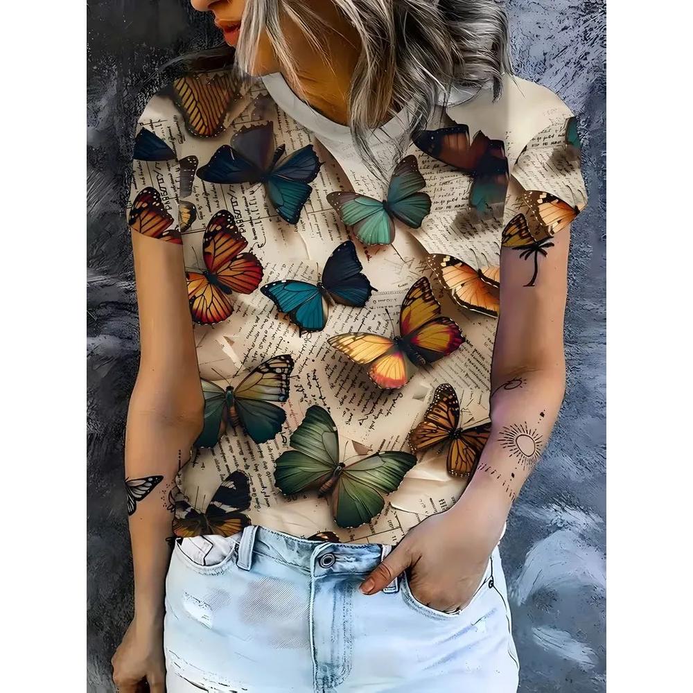 Casual Loose Animal Print T-shirt Women's Versatile Top Daily Short Sleeve Comfortable Breathable T-Shirts Women’s