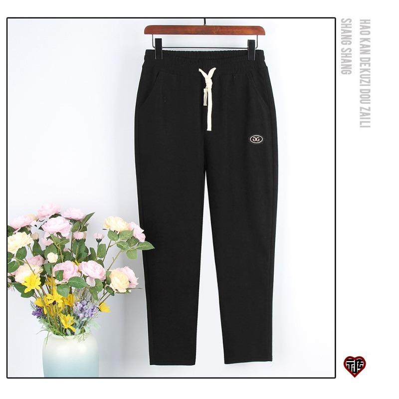 

Autumn pants corduroy pants kapok women s small casual pants fashion sweatpants drawstring black straight pants 3XL (90-60kg